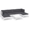 Salon de jardin 7 pcs avec coussins blanc bois de pin 640830640830