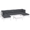 Salon de jardin 7 pcs avec coussins blanc bois de pin 640830640830