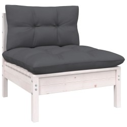 Salon de jardin 7 pcs avec coussins blanc bois de pin 640830640830