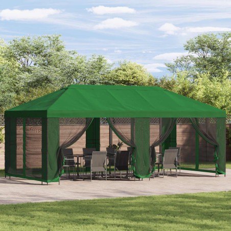 Gazebo avec murs latéraux 6 x 3 m Vert Polyester et Acier 190 640834640834