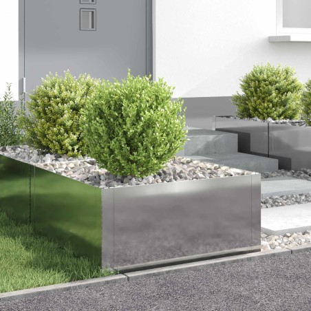 Bordure de Pelouse 4 pcs 60 x 60 x 35 cm Acier Argenté 640849640849