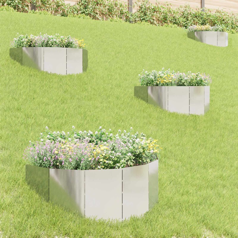 Bordure de Pelouse 4 pcs 100 x 45 cm Acier Argenté 640851640851