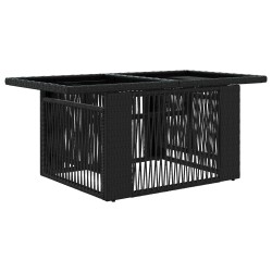 Table de Jardin Noir 100 x 55 x 37 cm Rattan PE et Verre 640856640856