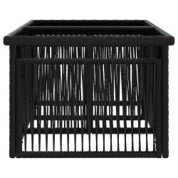 Table de Jardin Noir 100 x 55 x 37 cm Rattan PE et Verre 640856640856