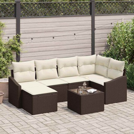 Ensemble de salle à manger pour jardin 7 pcs Marron et Crème 640860640860