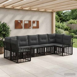 Ensemble de canapés d'extérieur 7 pcs Noir et Gris foncé 640868640868