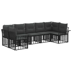 Ensemble de canapés d'extérieur 7 pcs Noir et Gris foncé 640868640868