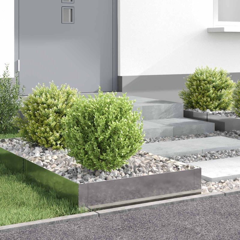 Bordure de Pelouse 4 pcs 60 x 60 x 20 cm Acier Argenté 640869640869