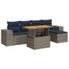 Salon de jardin 6 pcs avec coussins gris résine tressée 640870640870