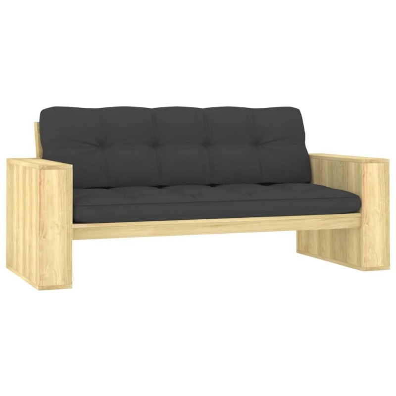 Banc de jardin avec coussins anthracite 179 cm Pin imprégné 640873640873
