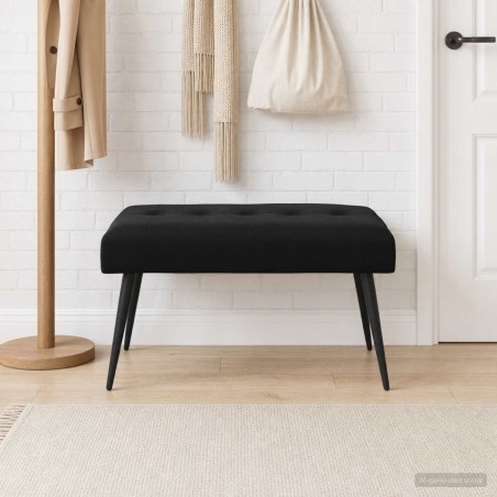 Banc avec capitonnage bouton Noir 80 x 40 x 46 cm Velours 640877640877