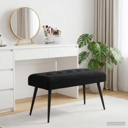 Banc avec capitonnage bouton Noir 80 x 40 x 46 cm Velours 640877640877