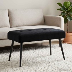 Banc avec capitonnage bouton Noir 80 x 40 x 46 cm Velours 640877640877