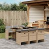 Ensemble à manger de jardin coussins 7 pcs mélange beige rotin 640879640879