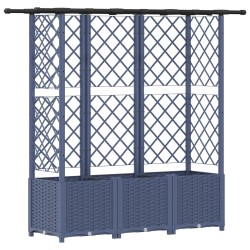 Lit Élevé avec Treillis et Toit Gris 163,5 x 40 x 136 cm PP 640889640889