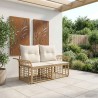 Loveseat d'extérieur 2 pcs Blanc Naturel et Crème polyrotin 640895640895