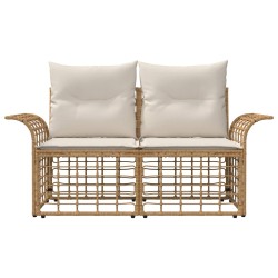 Loveseat d'extérieur 2 pcs Blanc Naturel et Crème polyrotin 640895640895