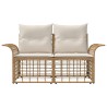 Loveseat d'extérieur 2 pcs Blanc Naturel et Crème polyrotin 640895640895