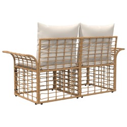 Loveseat d'extérieur 2 pcs Blanc Naturel et Crème polyrotin 640895640895