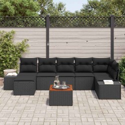 Ensemble de canapé de jardin avec coussin 8 pcs Noir polyrotin 640898640898