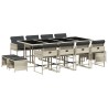 Ensemble à manger de jardin et coussins 13 pcs gris clair rotin 640901640901
