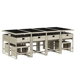 Ensemble à manger de jardin et coussins 13 pcs gris clair rotin 640901640901