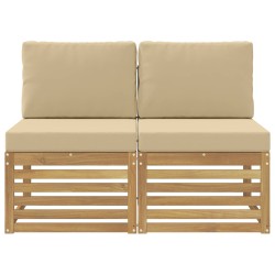 2 Pièce Sofa de milieu extérieur Bois d'Acacia Massif Blanc 640911640911