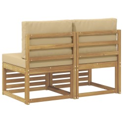 2 Pièce Sofa de milieu extérieur Bois d'Acacia Massif Blanc 640911640911