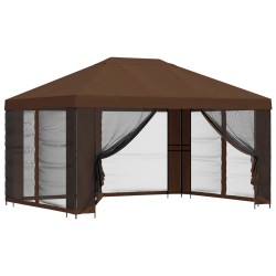 Abri de jardin avec parois 4 × 3 m Marron Polyester et Acier 640918640918