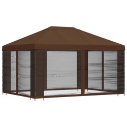 Abri de jardin avec parois 4 × 3 m Marron Polyester et Acier 640918640918