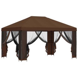 Abri de jardin avec parois 4 × 3 m Marron Polyester et Acier 640918640918