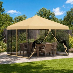 Abri de jardin avec parois 3 x 3 m Crème Polyester et Acier 640919640919