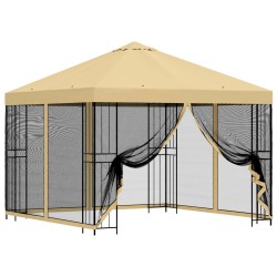 Abri de jardin avec parois 3 x 3 m Crème Polyester et Acier 640919640919