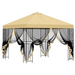Abri de jardin avec parois 3 x 3 m Crème Polyester et Acier 640919640919