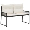 Banc extérieur avec coussin 4 pcs Noir et blanc crème polyrotin 640924640924