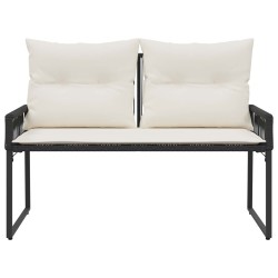 Banc extérieur avec coussin 4 pcs Noir et blanc crème polyrotin 640924640924