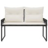 Banc extérieur avec coussin 4 pcs Noir et blanc crème polyrotin 640924640924