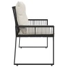 Banc extérieur avec coussin 4 pcs Noir et blanc crème polyrotin 640924640924