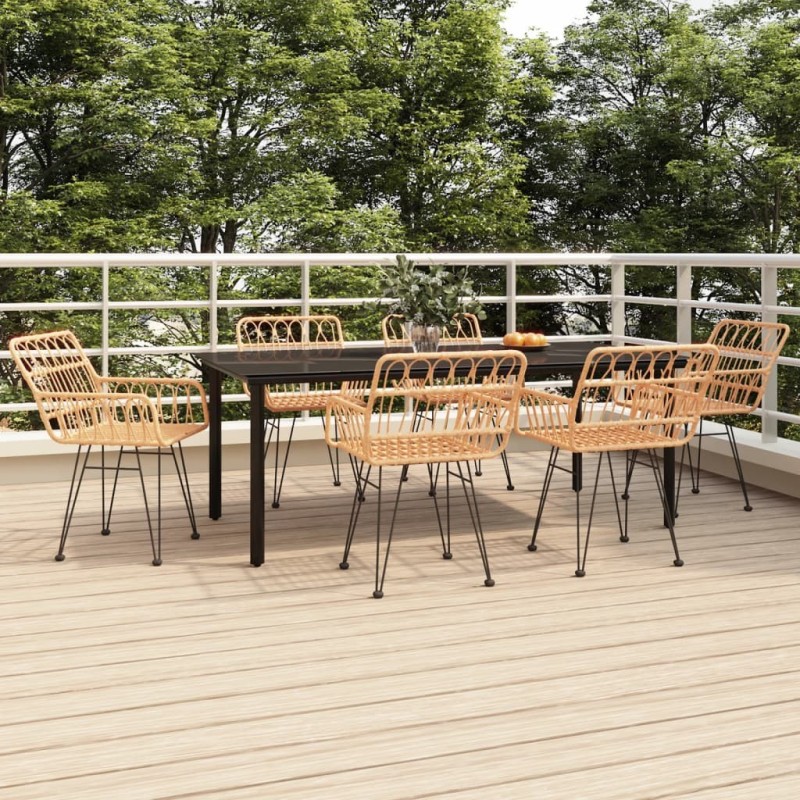 Ensemble à manger de jardin 7 pcs Résine tressée 640973640973