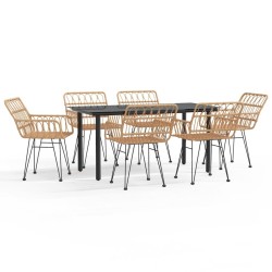 Ensemble à manger de jardin 7 pcs Résine tressée 640973640973