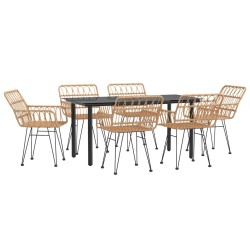 Ensemble à manger de jardin 7 pcs Résine tressée 640973640973