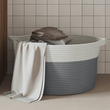 Panier de rangement gris et blanc Ø40x25 cm coton 640981640981