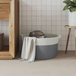 Panier de rangement gris et blanc Ø40x25 cm coton 640981640981