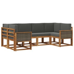 Ensemble de canapés d'extérieur 6 pcs Naturel et Anthracite 640982640982