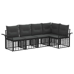 Ensemble de canapés d'extérieur 5 pcs Noir et Gris foncé 640984640984