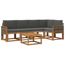 Ensemble de canapés d'extérieur 6 pcs Naturel et Anthracite 640986640986