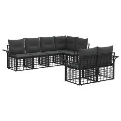 Ensemble de canapés d'extérieur 7 pcs Noir et Gris foncé 640989640989