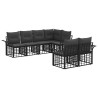 Ensemble de canapés d'extérieur 7 pcs Noir et Gris foncé 640989640989
