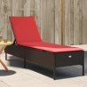 Chaise longue avec coussin marron résine tressée 640991640991
