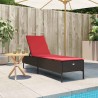 Chaise longue avec coussin marron résine tressée 640991640991